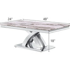 Tavolino da Caffè Moderno 48, Tavolino Rettangolare con Base a X, Tavolino Pedestal per Soggiorno