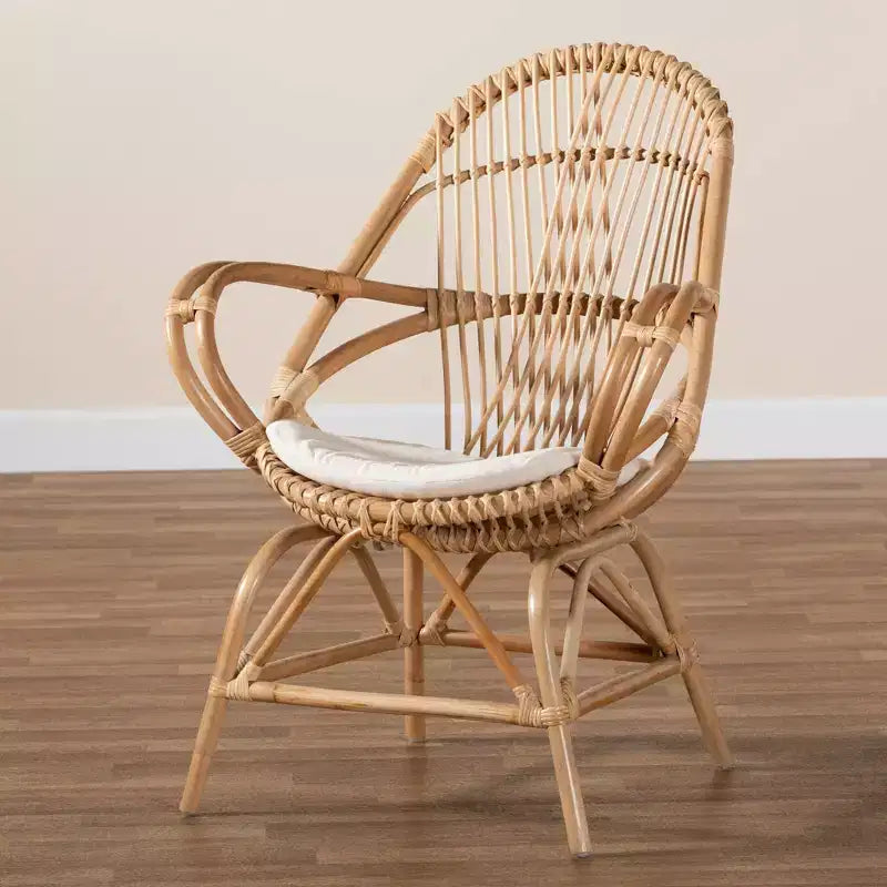 Jayden Fauteuil d'Appoint Rembourré en Tissu et Rotin Blanc/Naturel - bali & pari
