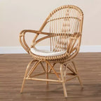Jayden Fauteuil d'Appoint Rembourré en Tissu et Rotin Blanc/Naturel - bali & pari