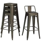 Costway Set di 4 Sgabelli da Bar in Metallo 76 cm, Altezza Bar, Industriali con Schienale Basso in Acciaio