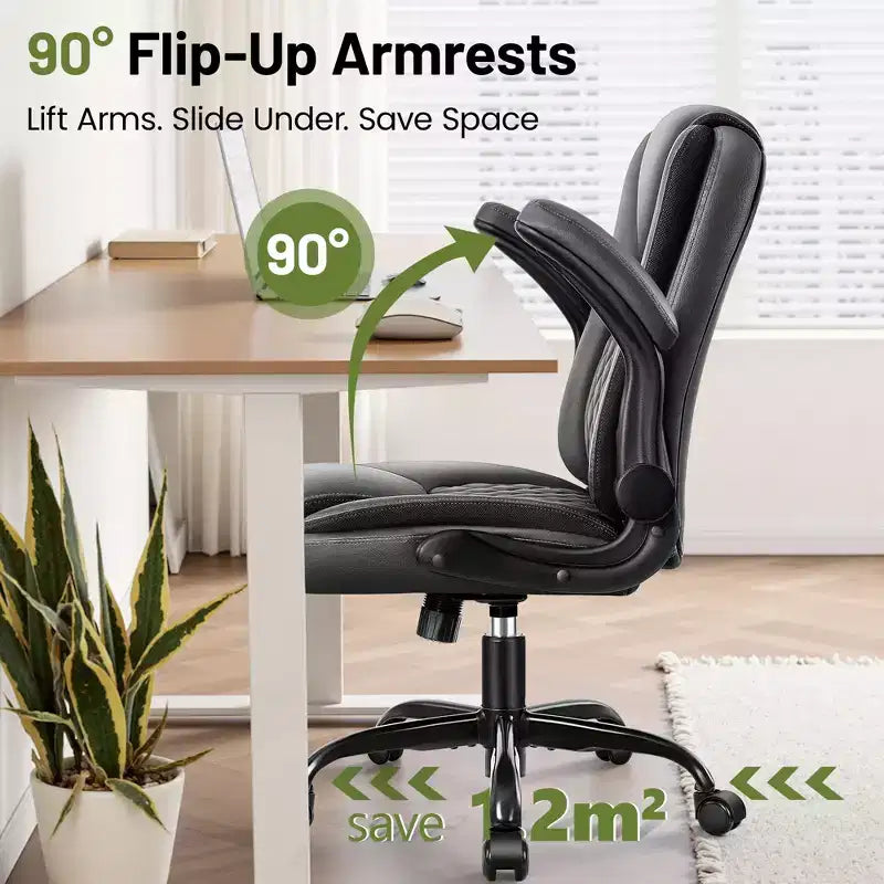 Sedia da Ufficio Direzionale KERDOM, Sedia da Ufficio Ergonomica in Pelle con Ruote
