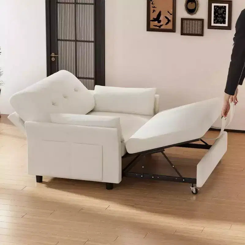 Dyonery 51 Divano Letto 3-in-1, Divanetto Convertibile con Letto Estraibile, Schienale Regolabile, Divano in Lino