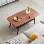Tavolino rettangolare moderno GDFStudio Wright in legno massello di rovere con ripiano portaoggetti