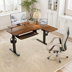 Bureau assis-debout en forme de L EUREKA ERGONOMIC 60x23 avec accessoires