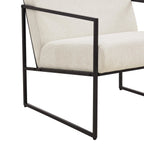 Fauteuil d'appoint moderne en tissu beige clair avec design compact pour salon
