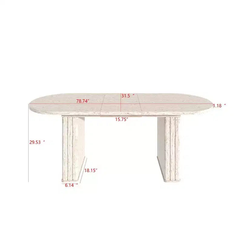 Okak 78IN Tavolo da Pranzo Estensibile per 4-8 Persone, Tavolo da Cucina con Base a Strisce di Legno, Tavolo Pieghevole per Soggiorno, Sala da Pranzo