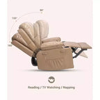 27 Poltrona reclinabile manuale in pelle oversize con portabicchieri e tasche laterali, 180 kg