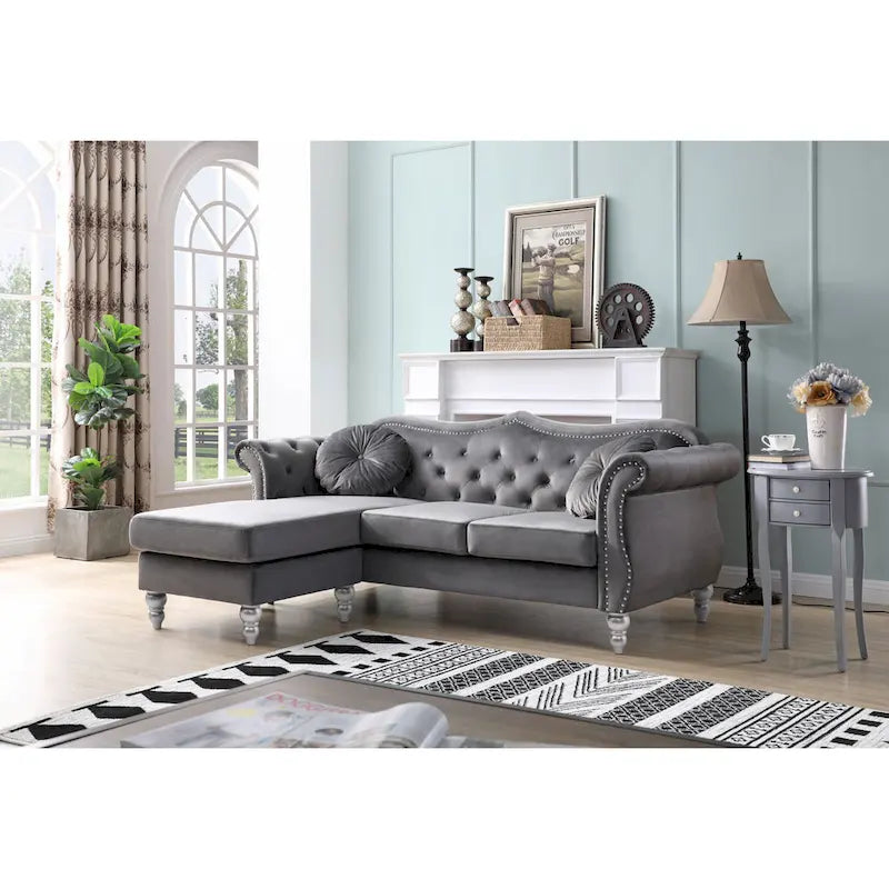 Divano Hollywood Velvet con Chaise Longue Reversibile
