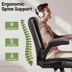 Sedia da Ufficio Direzionale KERDOM, Sedia da Ufficio Ergonomica in Pelle con Ruote