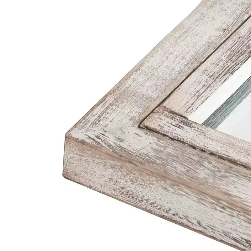 Miroir mural pleine longueur, design cintrée à grille en bois massif, ouvrable, sans support