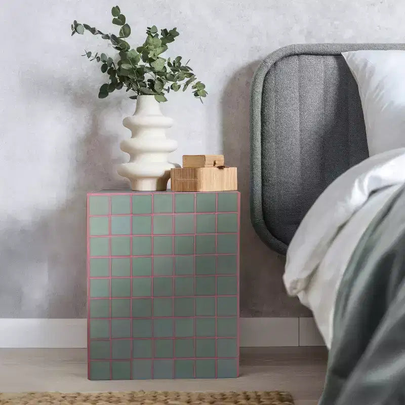 Tavolino rettangolare moderno in ceramica piastrellata in stile bohémien