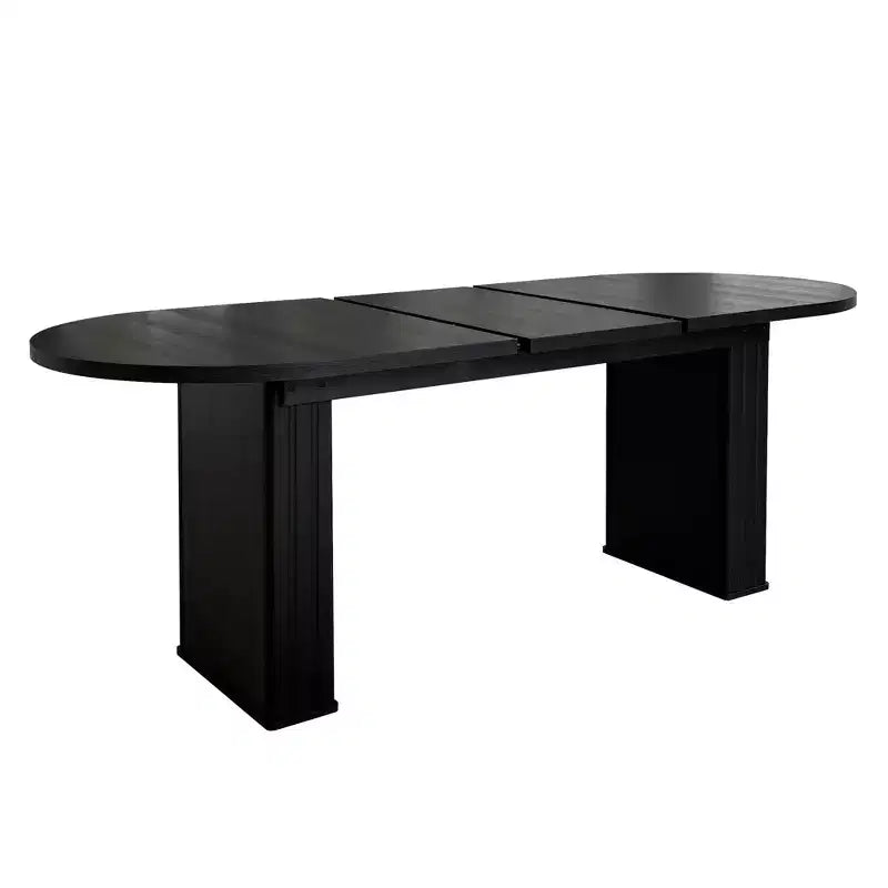 Okak 78IN Tavolo da Pranzo Estensibile per 4-8 Persone, Tavolo da Cucina con Base a Strisce di Legno, Tavolo Pieghevole per Soggiorno, Sala da Pranzo