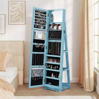 Costway Armoire à bijoux rotative à 360° 2-en-1 Organiseur miroir verrouillable Blanc/Noir/Marron foncé/Gris/Bleu/Rose/Violet/Gris foncé