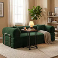 Divano Letto Convertibile FurnitureR con Set Tavolino Laterale su Ruote, Divano Moderno in Velluto a Coste con Tavolino per Snack Movibile per Soggiorno, Appartamento, Spazi Piccoli