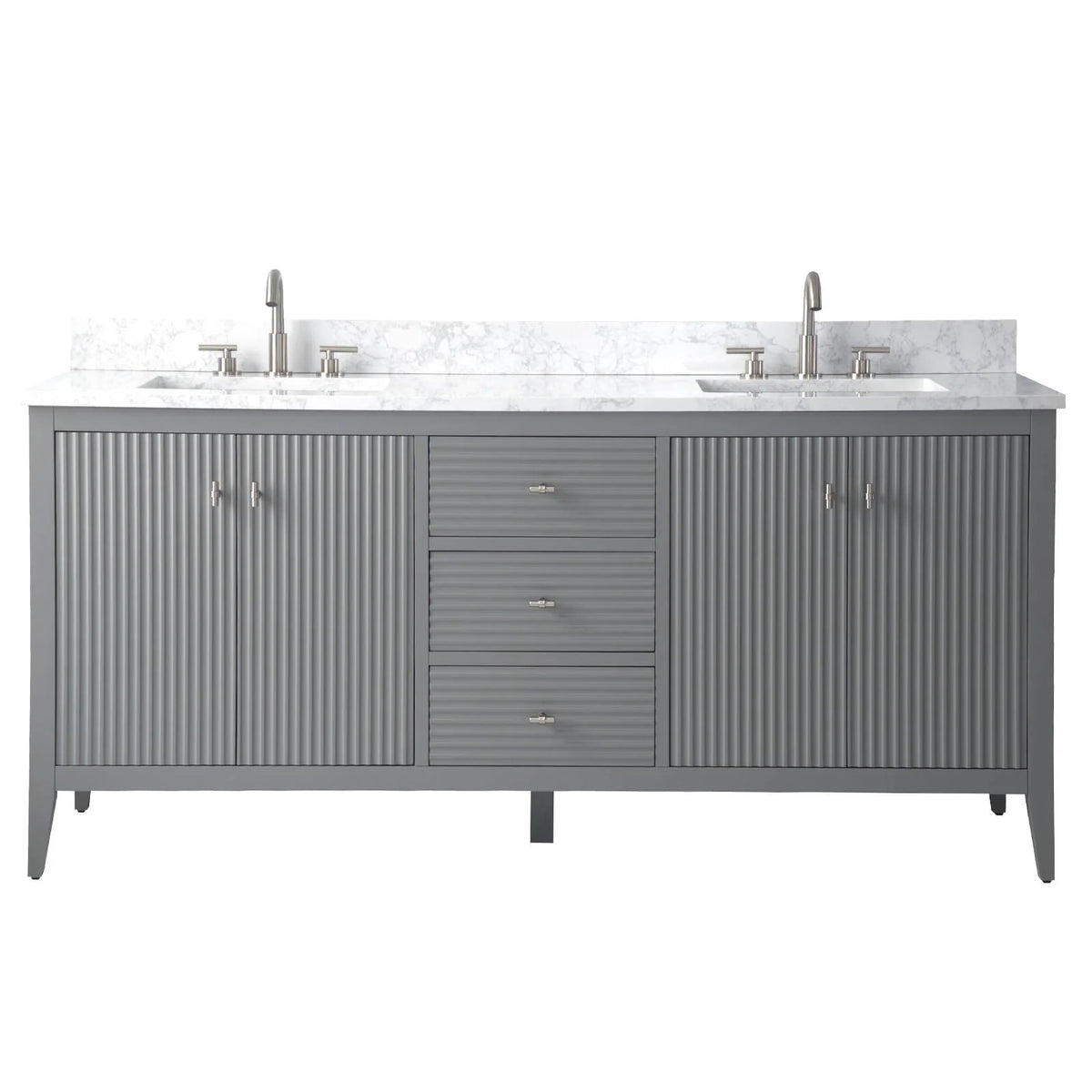 Mobile lavabo doppio Vanity Art 72 per bagno con piano in marmo composito