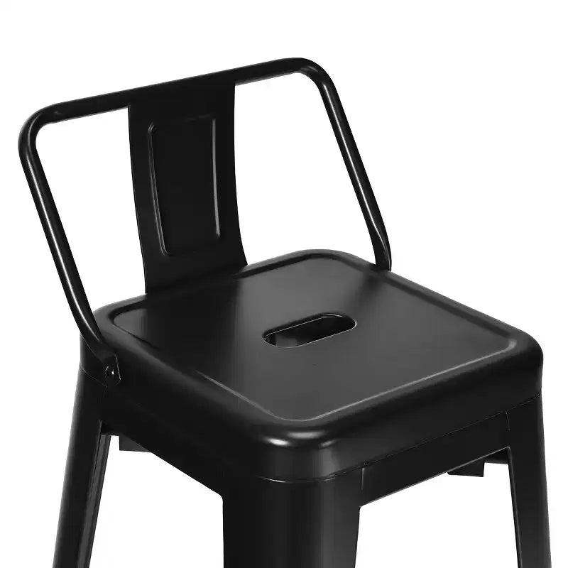 Costway Set di 4 Sgabelli da Bar in Metallo 76 cm, Altezza Bar, Industriali con Schienale Basso in Acciaio