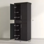 Dispensa da Cucina Moderna, Mobile Autoportante con Ante e Cassetti, Ripiani Regolabili