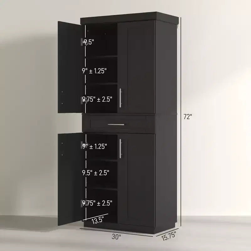 Dispensa da Cucina Moderna, Mobile Autoportante con Ante e Cassetti, Ripiani Regolabili
