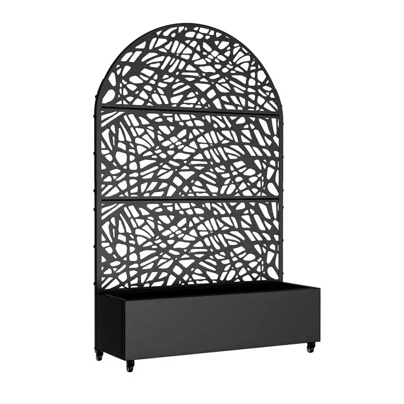 MAYEERTY 72x47 Fioriera ad Arco Nera in Ferro con Traliccio, Set da 3 Pezzi Schermo Decorativo da Giardino per Patio e Balcone