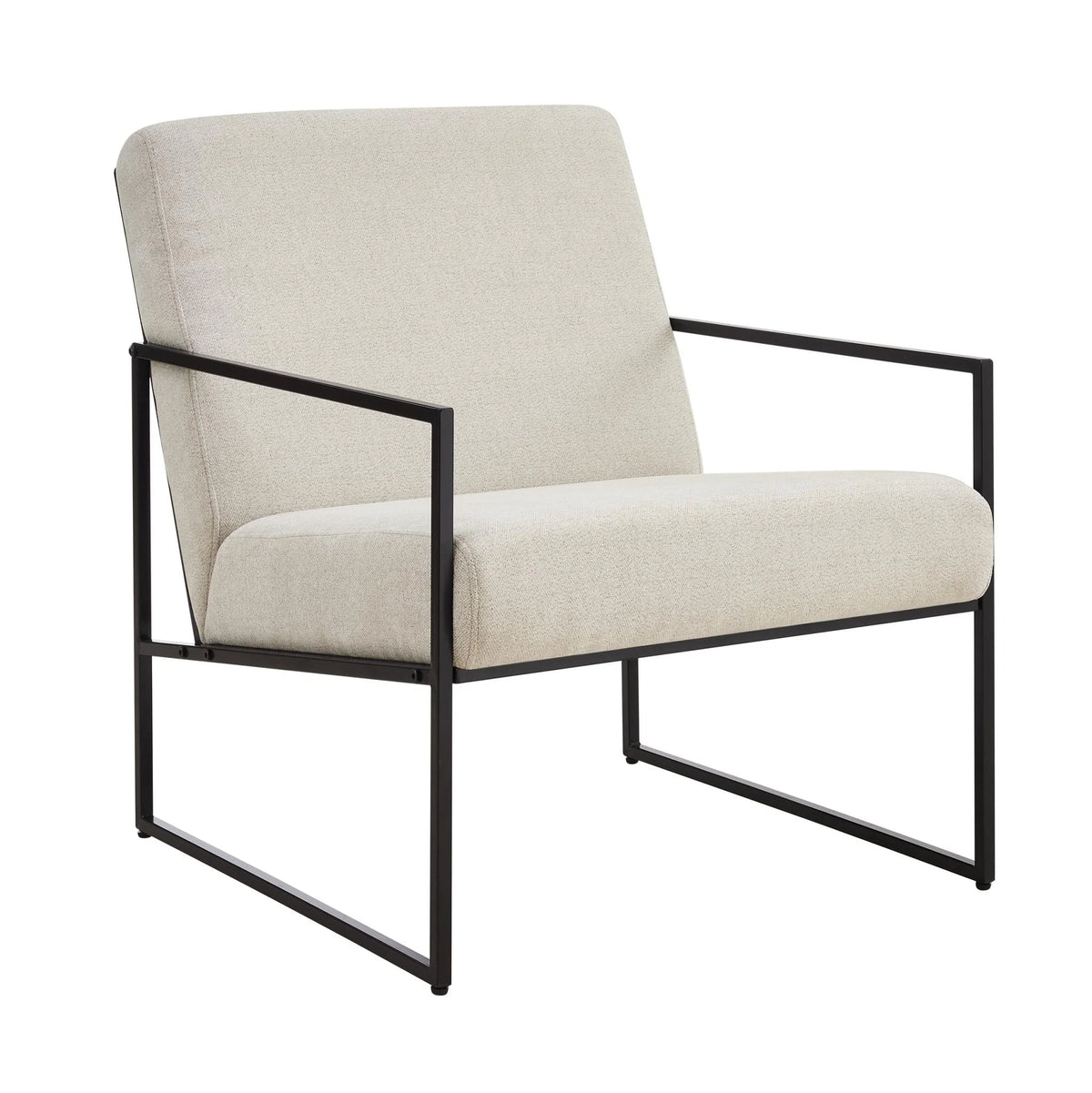 Fauteuil d'appoint moderne en tissu beige clair avec design compact pour salon