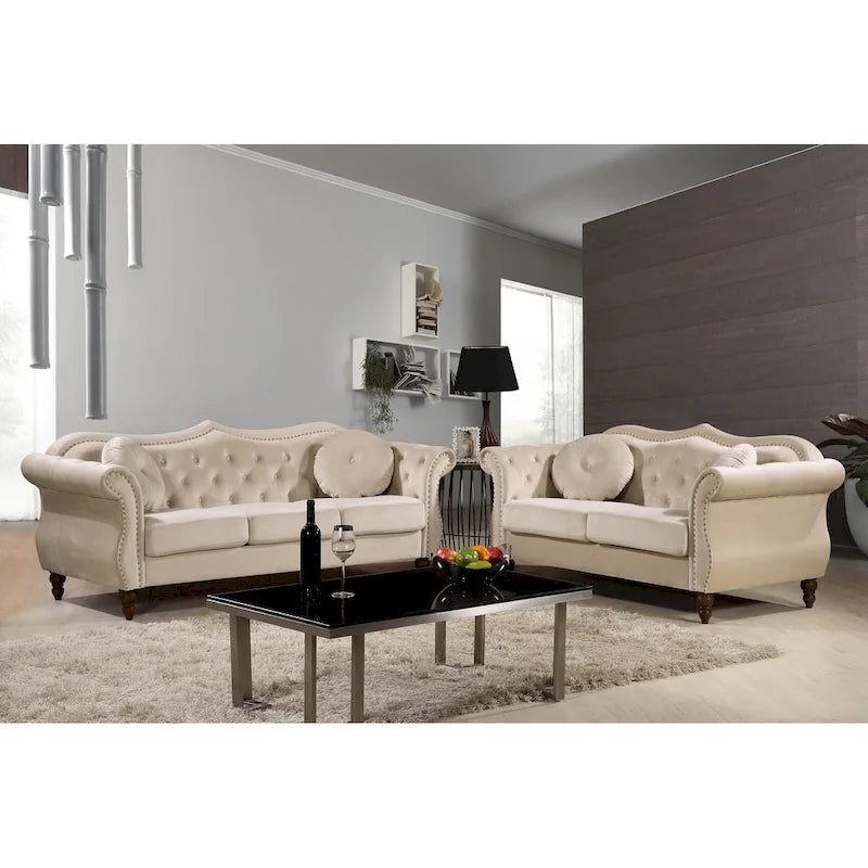 Set divano Chesterfield Gracewood Hollow Mantel Mid-century con borchie