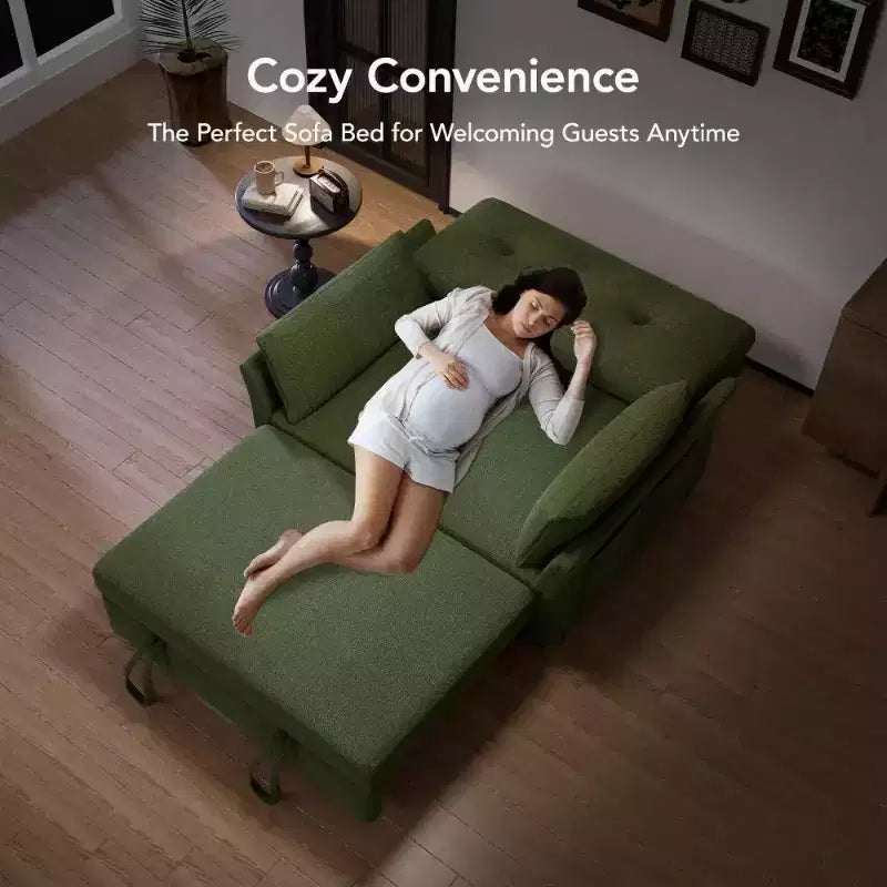 Dyonery 51 Divano Letto 3-in-1, Divanetto Convertibile con Letto Estraibile, Schienale Regolabile, Divano in Lino