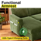 Canapé-lit sectionnel Dyonery 81, canapé-lit escamotable en forme de L avec méridienne de rangement réversible, USB, dossier inclinable