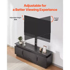 VEVOR Mobile TV 52" con Supporto per TV Fino a 75", Centro di Intrattenimento con Presa di Corrente, Regolabile in Altezza, Nero