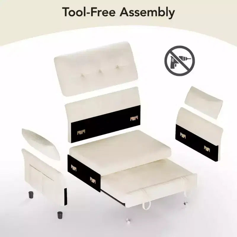 Dyonery 51 Divano Letto 3-in-1, Divanetto Convertibile con Letto Estraibile, Schienale Regolabile, Divano in Lino