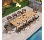 Ensemble de salle à manger d'extérieur PURPLE LEAF en osier tout temps avec table, cadre entièrement en aluminium pour pelouse, jardin, terrasse avec coussins