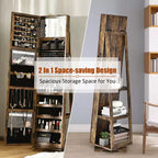 Costway Armoire à bijoux rotative à 360° 2-en-1 Organiseur miroir verrouillable Blanc/Noir/Marron foncé/Gris/Bleu/Rose/Violet/Gris foncé