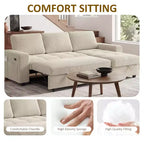 Divano Letto, Divano Estraibile a L da 81 pollici con Chaise Longue Reversibile e Contenitore/Porta USB/Tasca Laterale/Montaggio Senza Attrezzi, Velluto a Coste Beige