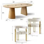 Set tavolo da pranzo allungabile ovale 3-in-1 con 6 sedie imbottite in ciniglia con gambe in metallo dorato, mobili da pranzo versatili - Panipeachy