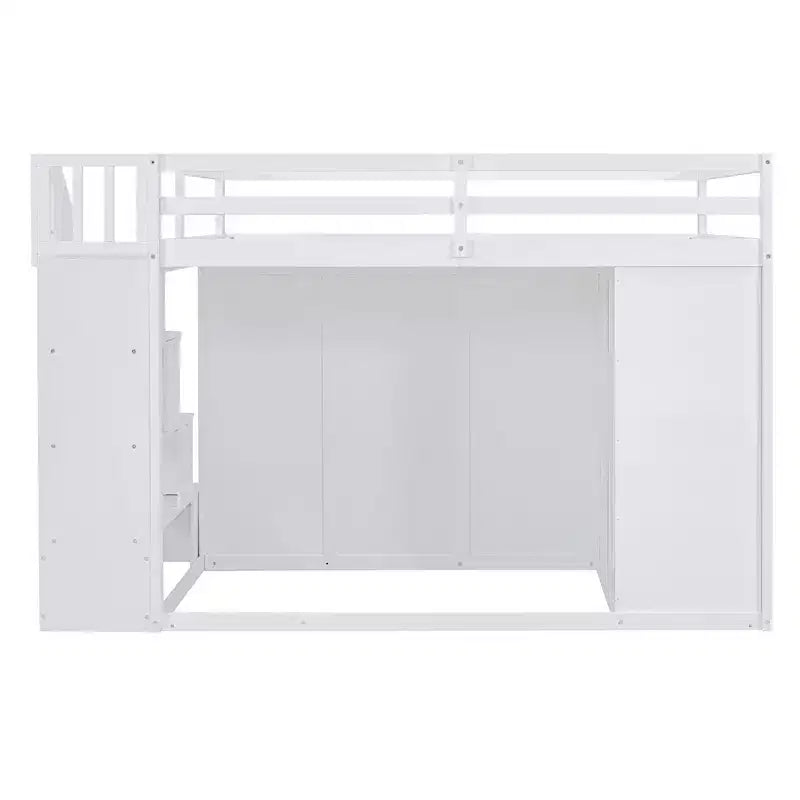 Lit mezzanine pleine taille Teddy Fleece avec étagère de rangement et tiroirs, lit mezzanine haut en bois avec bureau polyvalent pour chambre à coucher