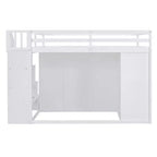 Lit mezzanine pleine taille Teddy Fleece avec étagère de rangement et tiroirs, lit mezzanine haut en bois avec bureau polyvalent pour chambre à coucher