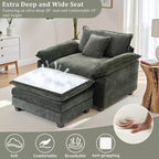 Fauteuil d'appoint surdimensionné en chenille EHMKNP avec pouf