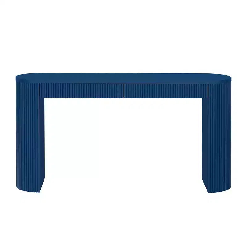 Consolle da 147,8 cm con Gambe Robuste Ad Arco Regolabili, Tavolo da Ingresso con Ampio Piano e Doppio Cassetto, Tavolino d'Appoggio per Soggiorno