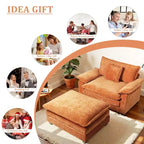 Fauteuil d'appoint surdimensionné en chenille EHMKNP avec pouf