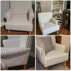 Fauteuil d'appoint avec accoudoirs roulés - Lot de 2 - Bleu/Gris/Marron