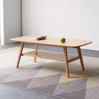 Tavolino rettangolare moderno GDFStudio Wright in legno massello di rovere con ripiano portaoggetti