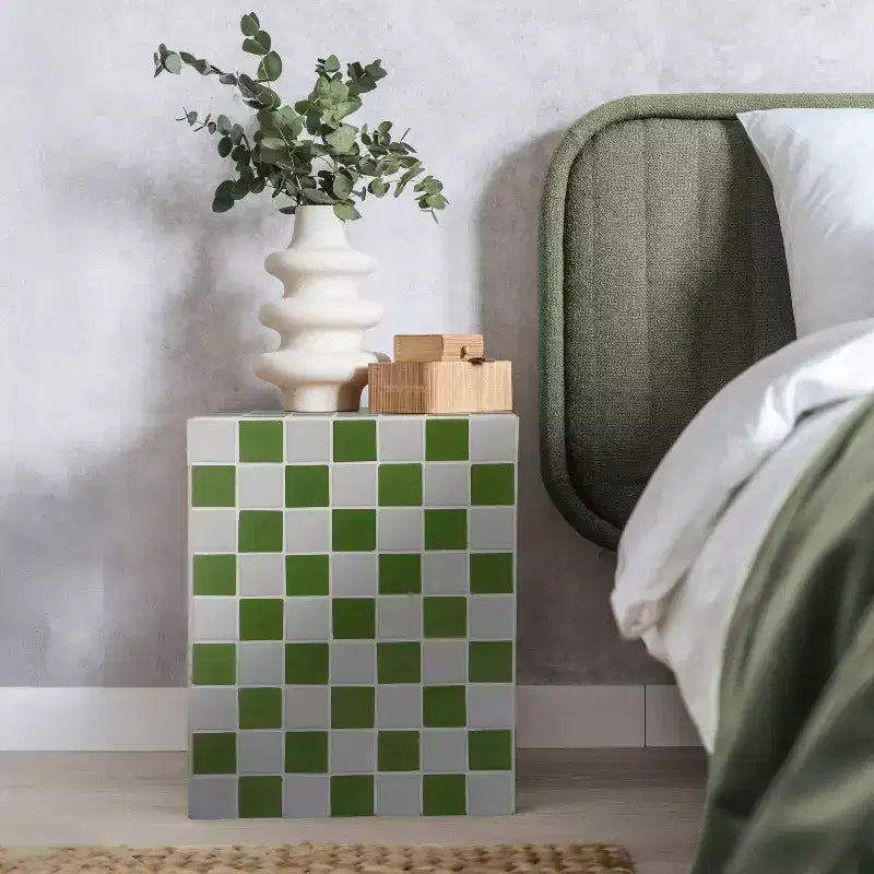 Tavolino rettangolare moderno in ceramica piastrellata in stile bohémien