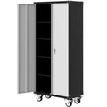 Armoire de rangement métallique sur roulettes 72 C, rangement roulant verrouillable avec 4 étagères réglables