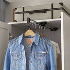 Armoire 2 portes avec miroir, tringle à vêtements et 2 tiroirs