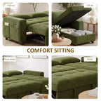 Divano Letto, Divano Estraibile a L da 81 pollici con Chaise Longue Reversibile e Contenitore/Porta USB/Tasca Laterale/Montaggio Senza Attrezzi, Velluto a Coste Beige