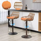 TUYOHW 25-33H Sgabelli da bar girevoli con altezza regolabile, sgabelli da bar in vimini con cuscino per cucina e home bar, capacità 113 kg