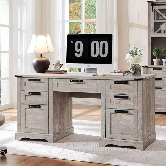 Scrivania direzionale da 60 pollici in stile rustico, scrivania per ufficio domestico in legno, scrivania per computer