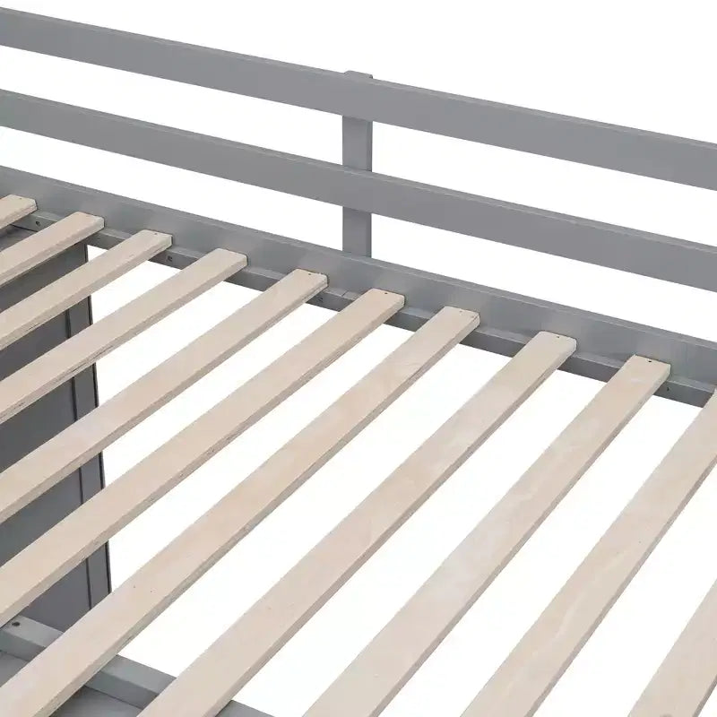 Lit mezzanine pleine taille Teddy Fleece avec étagère de rangement et tiroirs, lit mezzanine haut en bois avec bureau polyvalent pour chambre à coucher