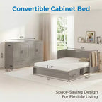 Mjkone Letto a Scomparsa Convertibile Matrimoniale Queen Size con Ricarica USB, Cassetti Contenitori, Materasso Escluso