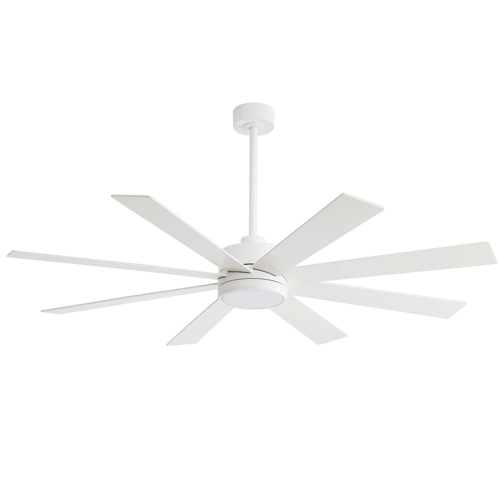 Ventilatore da soffitto nero da 65 pollici a 8 pale con luce LED e telecomando