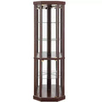 Vitrine d'angle avec portes et étagères en verre, Meuble de présentation d'angle pour salon